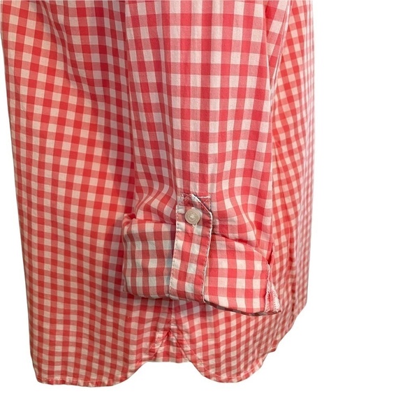 Tommy Hilfiger Coral and White Gingham Button Down Shirt Long Sleeve Classic. 12 - Picture 4 of 12